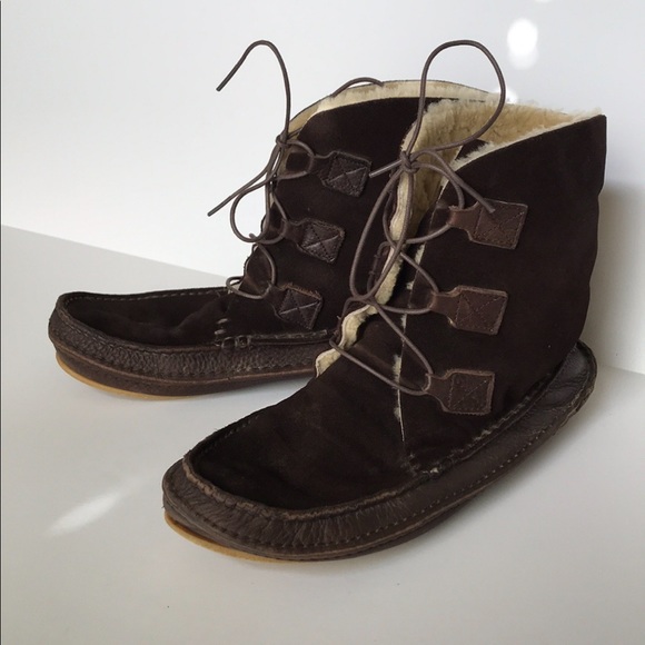 J. Crew Suede Leather Moccasin Boots sz 8 - Picture 2 of 6